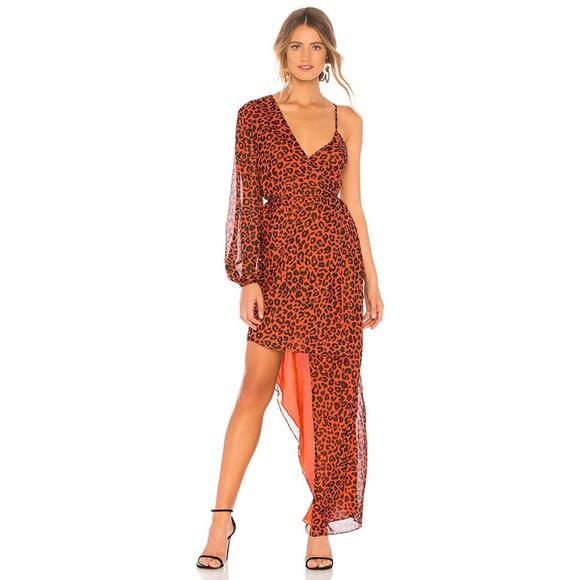 Michelle Mason Spice Leopard Animal Print Silk Asymmetrical Wrap Dress - Picture 1 of 12